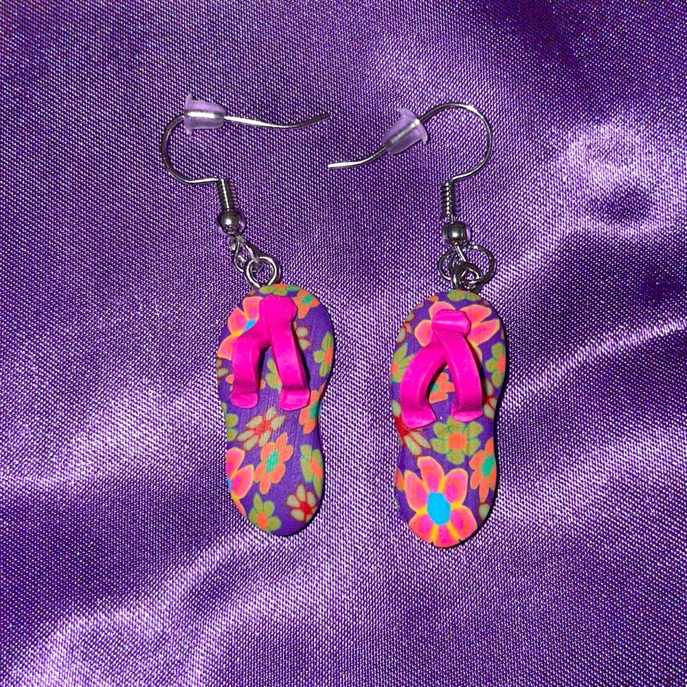 Y2K Earrings CoconutCore FlipFlops Polymer Clay Cute Tropical Handmade Hawaiian